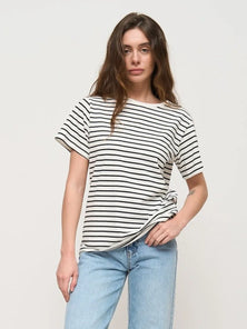 Bornladies Women's Striped Short-Sleeve Cotton Tee - Cozy, Loose Fit Casual Summer Top