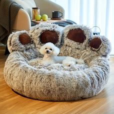 Bear Paw Dog Bed - Cute and Cozy Fluffy Sofa for Small and Large Pets, Soft Comfortable Cushion for Dogs and Cats, Pet Sleeping Accessories.