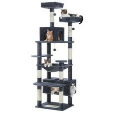 Large Cat Tree Tower – Sisal Scratching Posts, Hammock, Padded Perches & Condos