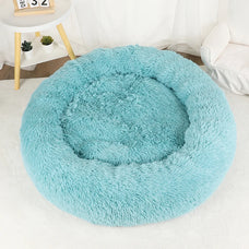 Plush Donut Dog Bed - Large Round Washable Cushion for Small and Medium Dogs, Fluffy Kennel Basket for Puppies and Cats, Pet Accessories.